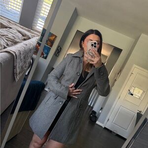 Tulle Women's Gray Tailored Wool-Blend Trench Coat